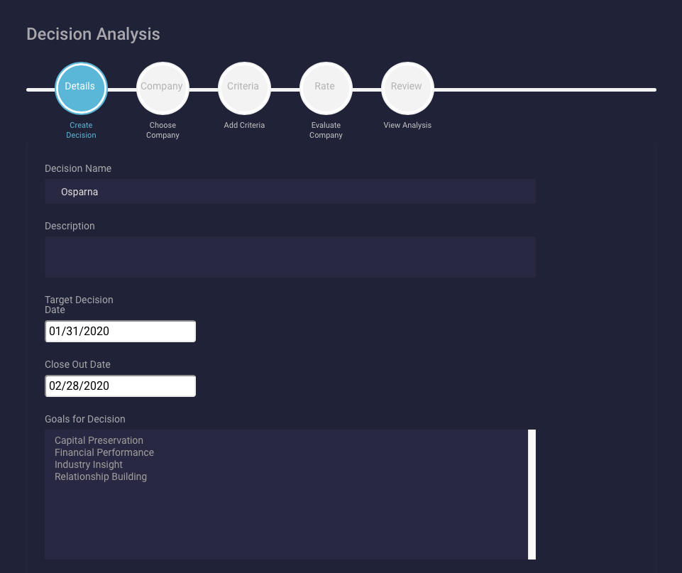 Decision Analysis - Create